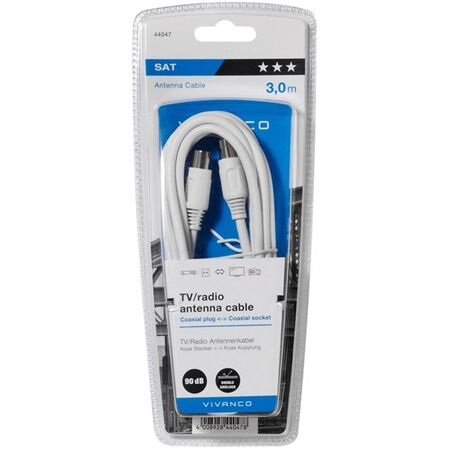Vivanco 44047 STC AV9030 Antennenkabel, weiss, 3,0m