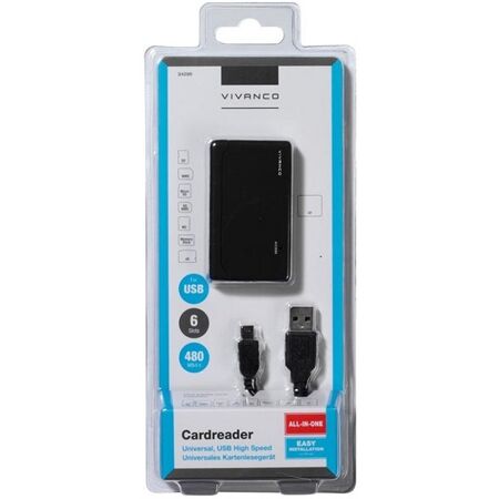 Vivanco 34296 Universal Card Reader, 6 Slots