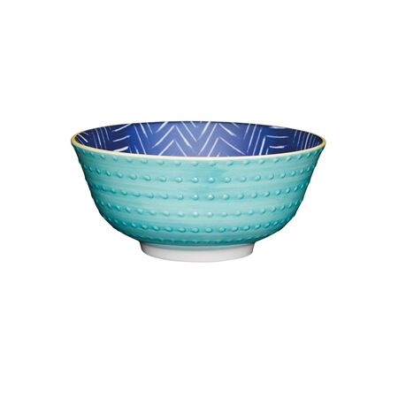 KitchenCraft KCBOWL18 LeafyIndigo Keramikschüssel 16cm