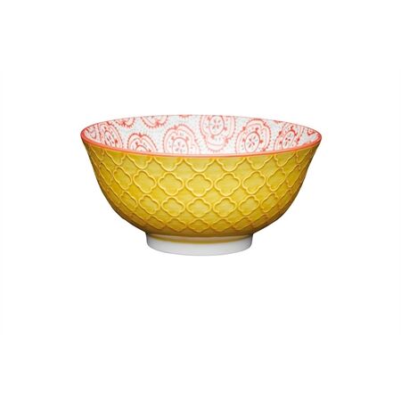 KitchenCraft KCBOWL30 glasierte Schüssel, geblumt gelb 15,7cm