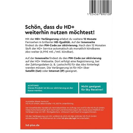 HD+ Verlängerung (12 Monate) mit Abo (2025)