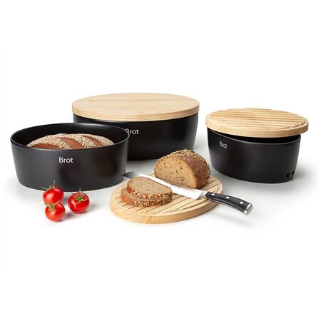 Continenta 3736 Brottopf Keramik oval 36x23x15,5 cm schwarz