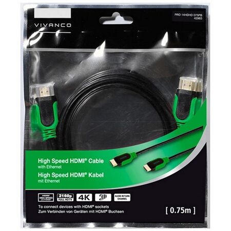 Vivanco 42963 PRO 14HDHD 075PB HDMI Kabel 0,75m