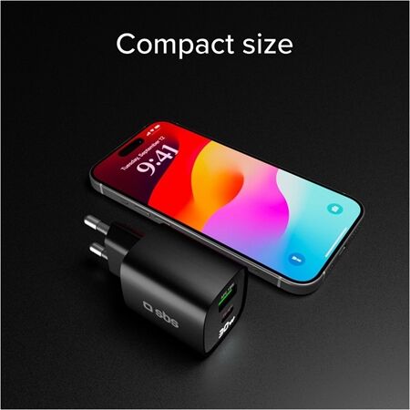 sbs USB-C/USB LCD GaN Ladegerät (30W)