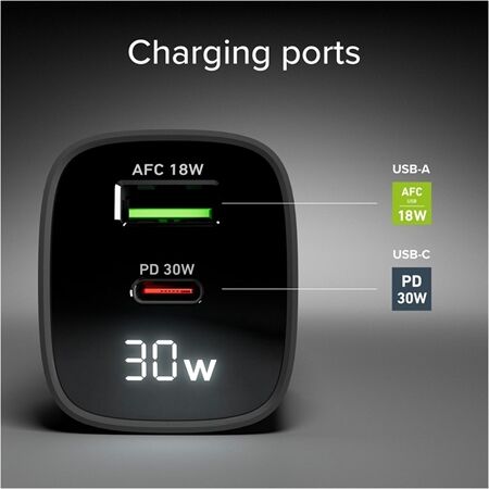 sbs USB-C/USB LCD GaN Ladegerät (30W)