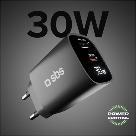 sbs USB-C/USB LCD GaN Ladegerät (30W)