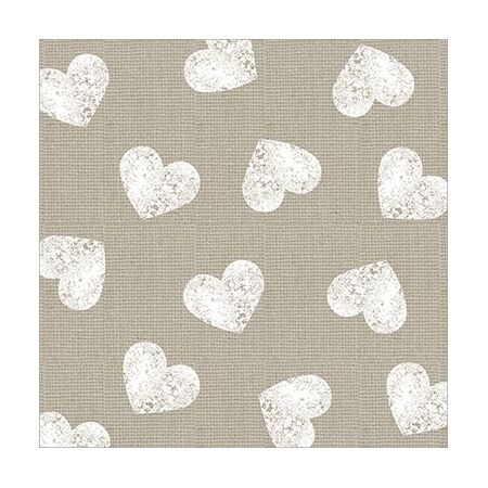 ppd 1331327 Fashion Hearts taupe Serviette 33x33cm